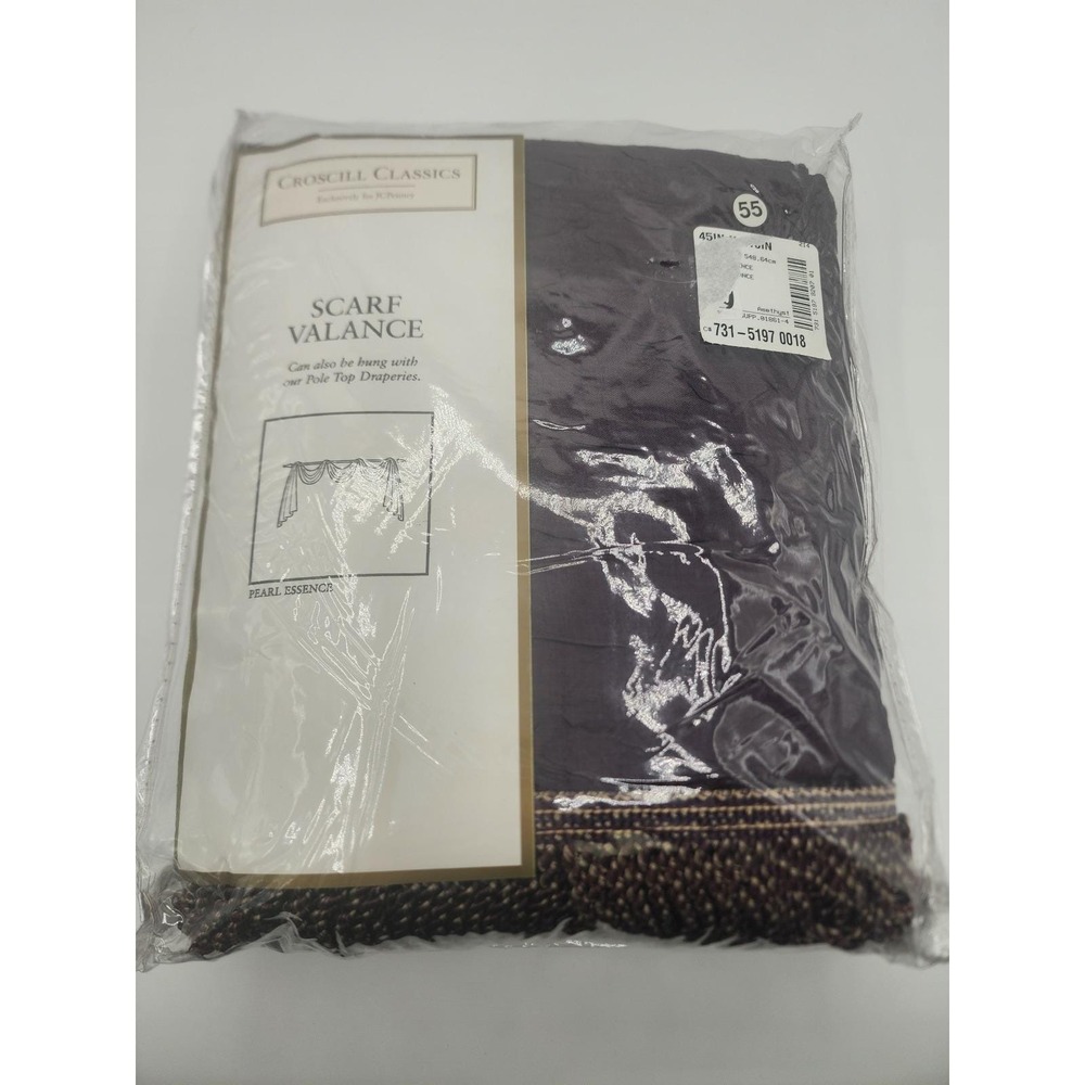 Croscill Classics Pearl Essence Scarf Valance Amethyst Purple Fringed 45x216"